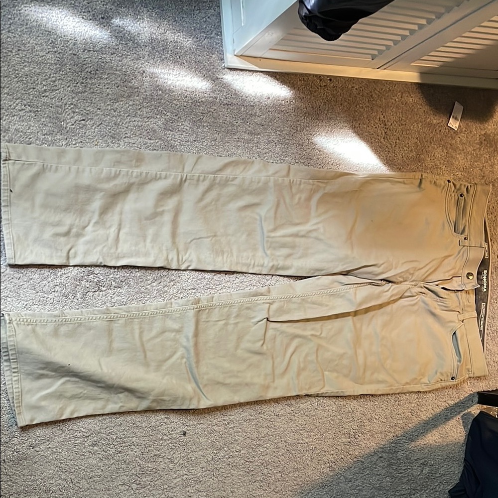 Tan Straight-Leg Pants